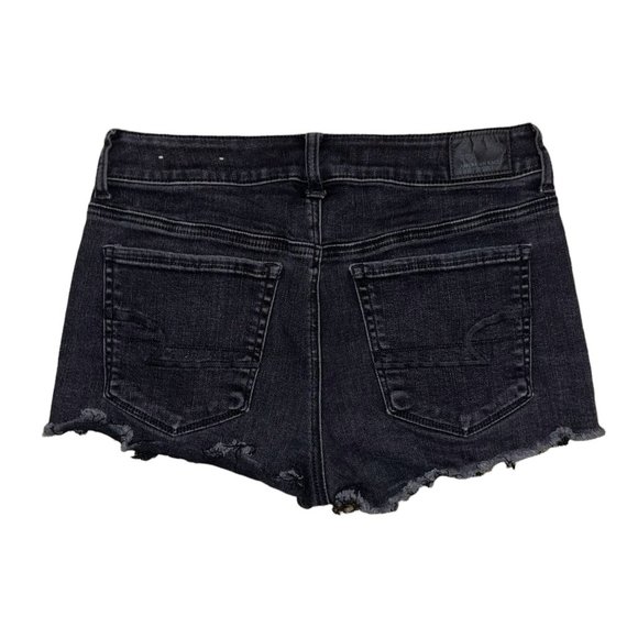 American Eagle Distressed Womens Booty Shorts 8 Black Lace HiRise Shortie - Picture 4 of 7